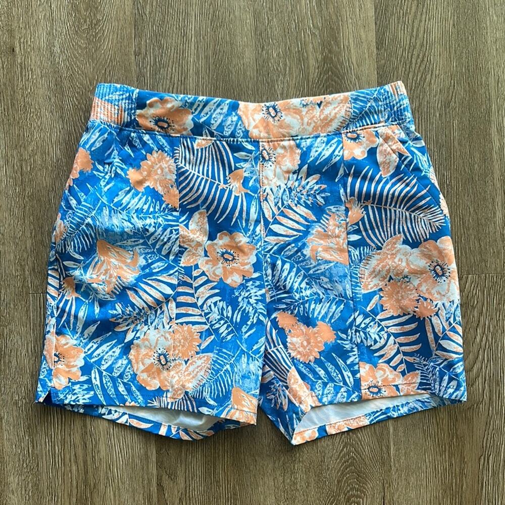 Columbia PFG Tidal Shorts Blue & Orange Floral Size Small UPF 50